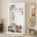 White 47.2'' Wide Hall Tree Bench with Hooks B54820