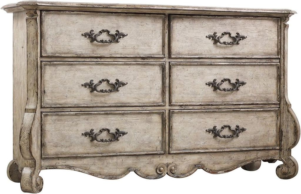 Distressed Vintage White 6 Drawer Dresser Z62054