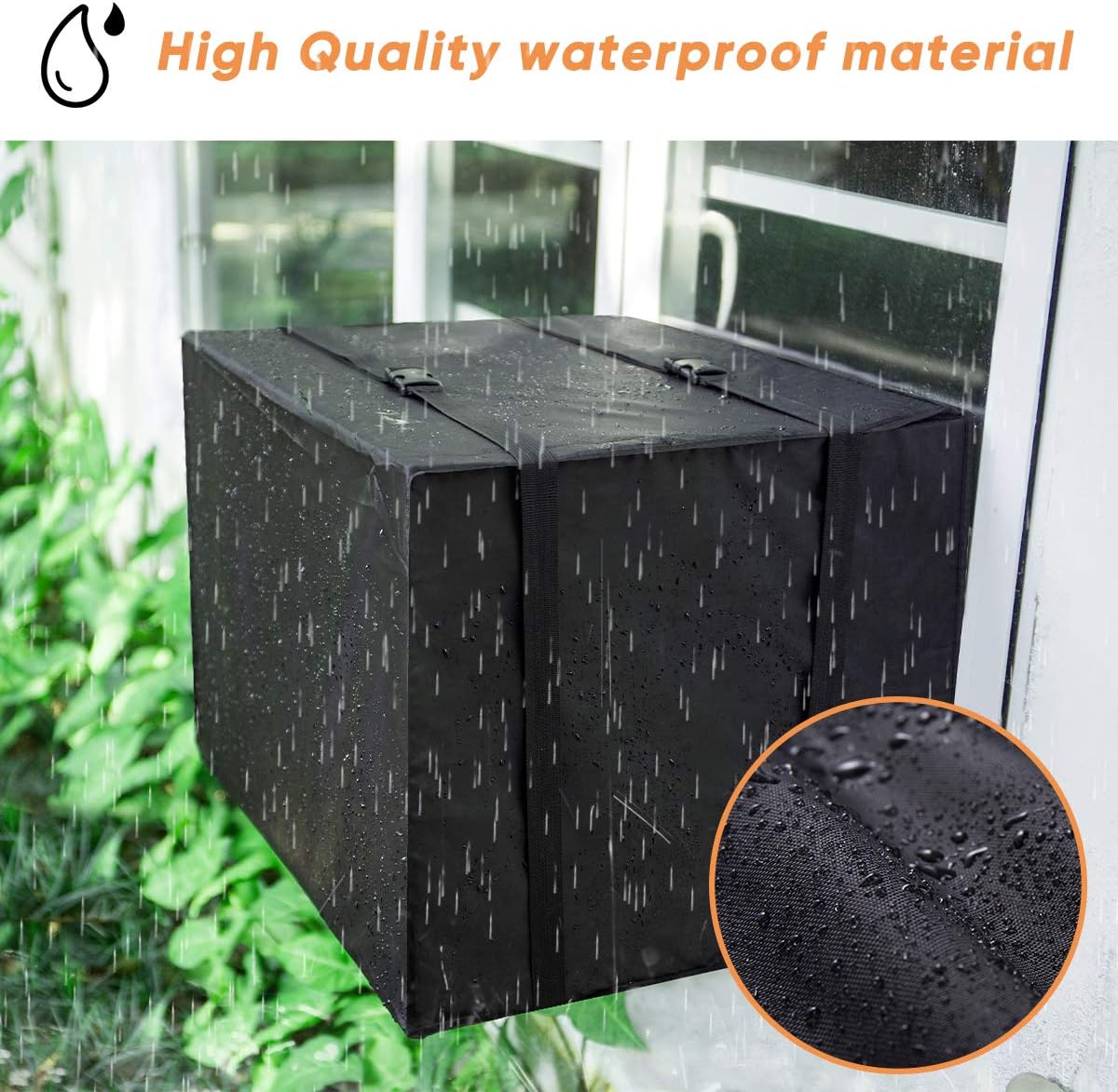 White Window Air Conditioner Cover with Black Outdoor Cover Q94547