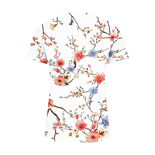 Short Sleeve V-Neck Floral Print T-Shirts X361726