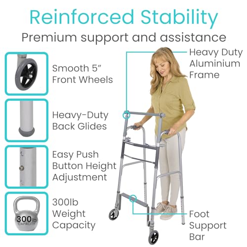 Lightweight Folding Sit to Stand Walker with Front 5" Wheels R486