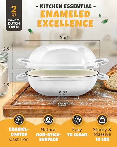 2QT Enameled Oval Cast Iron Dutch Oven T363