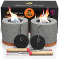 2 Pack Concrete Tabletop Fire Pit with Bamboo Base O169160