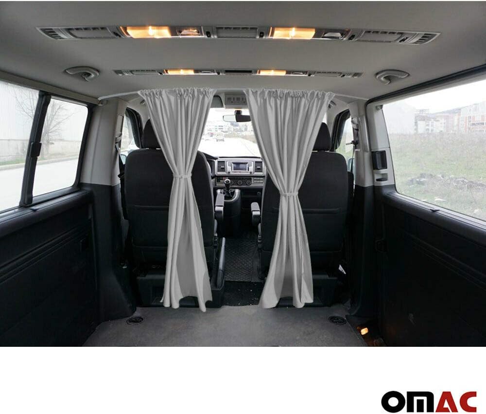 Grey Van Divider Curtains Sunshade Blinds Kit 2 pcs. Curtains 1pcs. Profiles Screws V5243