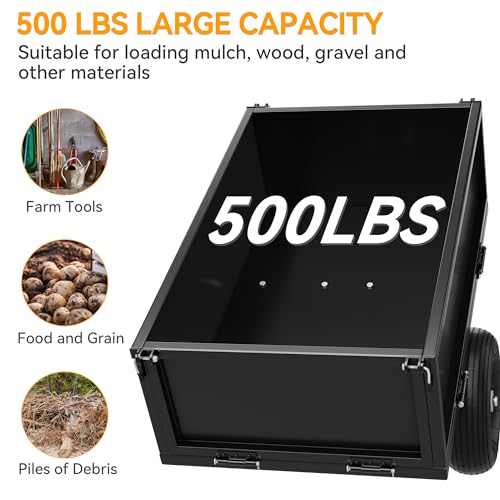 Black Heavy-Duty Tow Behind Dump Cart V9283