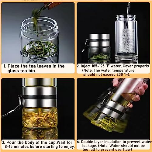Glass Tea Infuser Bottle Double Wall 15oz G903