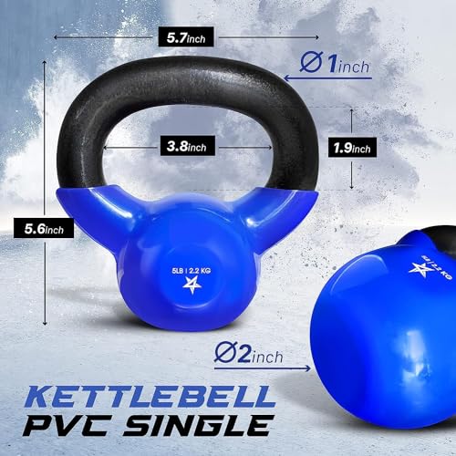 5-100 LB Vinyl Coated Cast Iron Kettlebells D79875