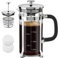 304 Stainless Steel Borosilicate Glass French Press Coffee Maker with 4 Filter M1892