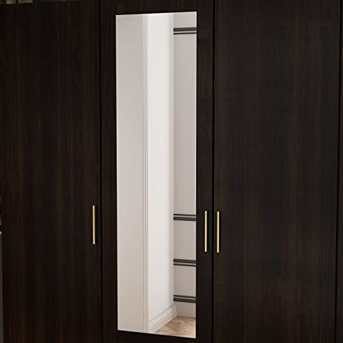 White 4-Door Wardrobe Closet with Mirror, Drawers and Shelves, Hanging Rod X75549