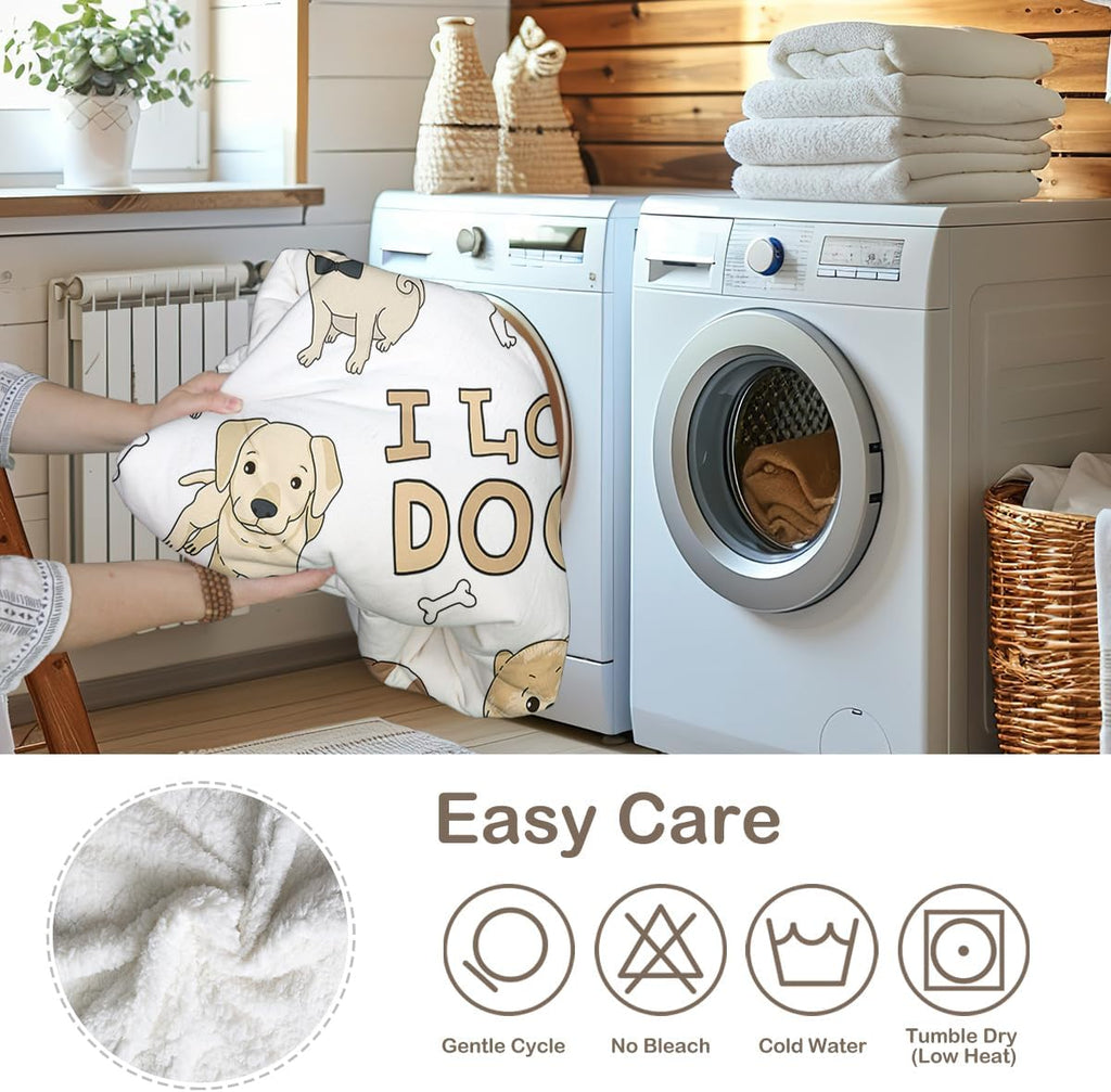 Puppy Print Sherpa Fleece Throw Blanket, Twin (60"X80") O660858