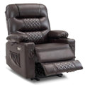 Brown Faux Leather Power Recliner Chair with Heat and Vibration Massage U6264
