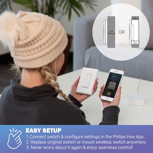 Self Powered Wireless Smart Dimming Switch for Philips Bulbs J8964