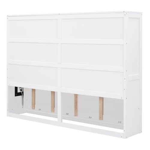 White Full Size Murphy Bed with Storage Cabinets G631