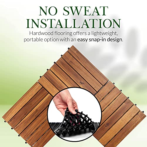 Acacia Wood Interlocking Deck Tiles (Pack of 10) 12"x12" B51814