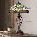 Bronze Brown Table Lamp with Antique Glass Shade Z37842