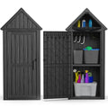 Outdoor Storage Shed Waterproof Resin Heavy-Duty Cabinet Light Brown J13892