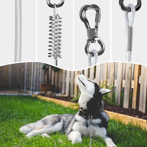 50 ft Heavy Duty Dog Tie Out Cable with Spring Swivel Lockable Hook S90162