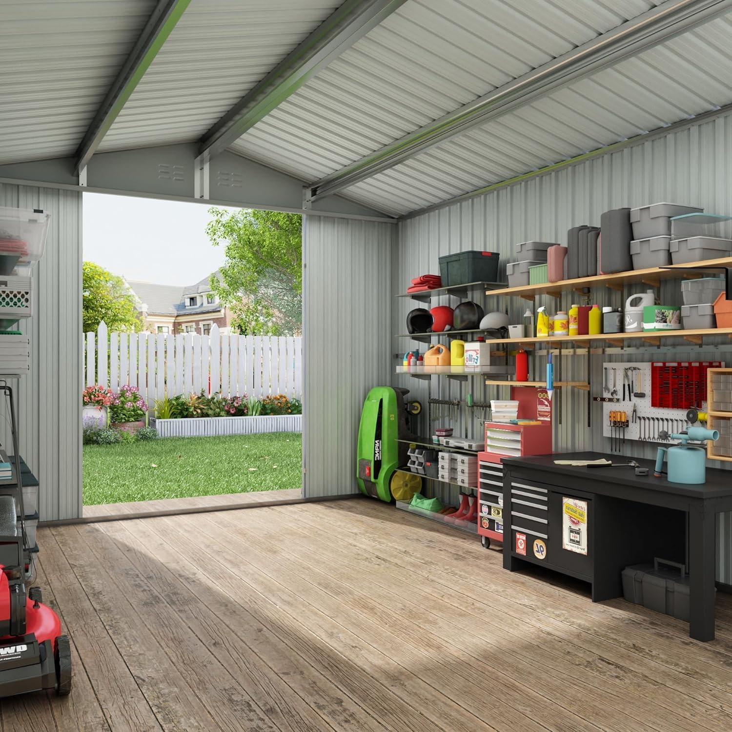 12x10 FT Metal Garden Shed Brown Z3742