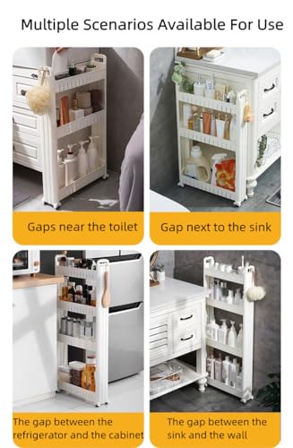 3 Tier Slim Storage Cabinet with Wheels U470
