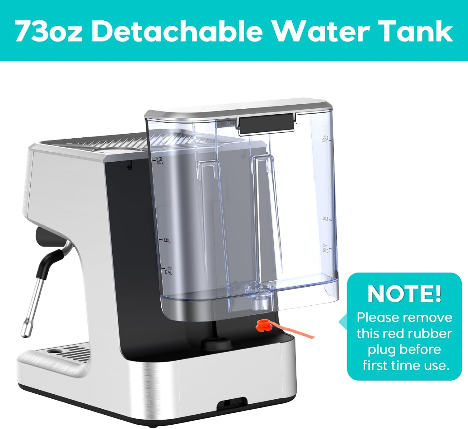 Espresso Machine with LCD Display and Milk Frother Steam Wand I312