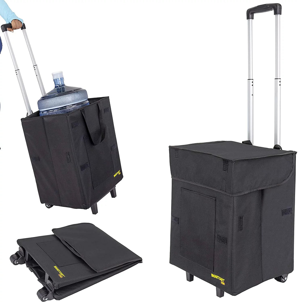 Black Collapsible Rolling Utility Basket S731842