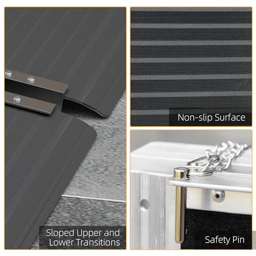 8FT Foldable Aluminum Wheelchair Ramp with Non-Slip Surface A15801