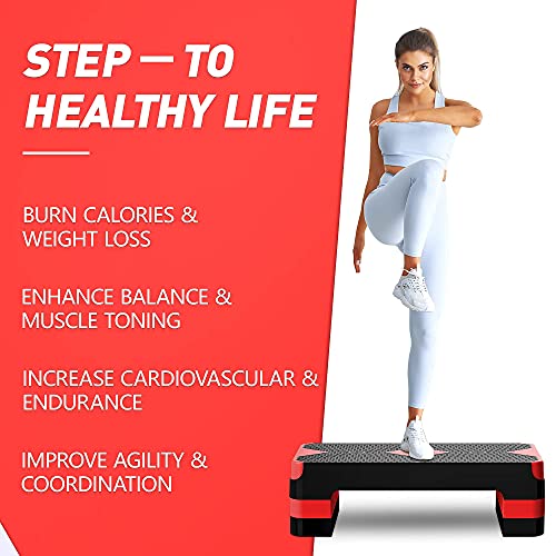 Adjustable Aerobic Step Platform, 26.5" Step Deck with 4” 6” 8” Risers G865235