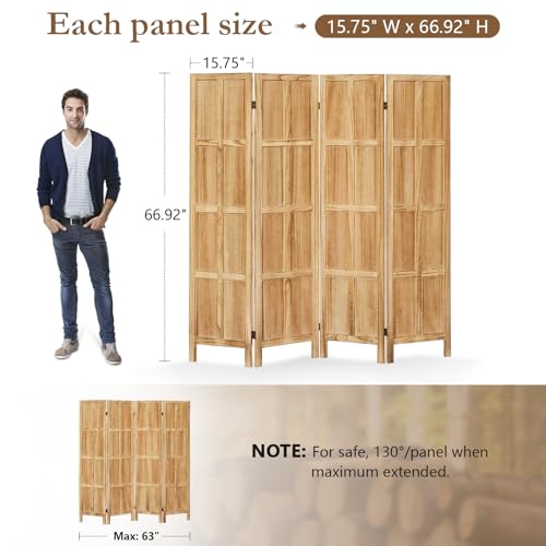Dark Brown 5.6Ft Wood Folding Room Divider A369