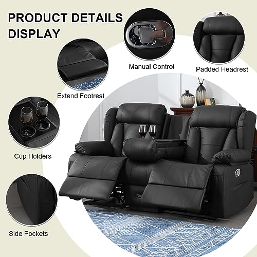 Manual Reclining Loveseat with Side Pockets D444