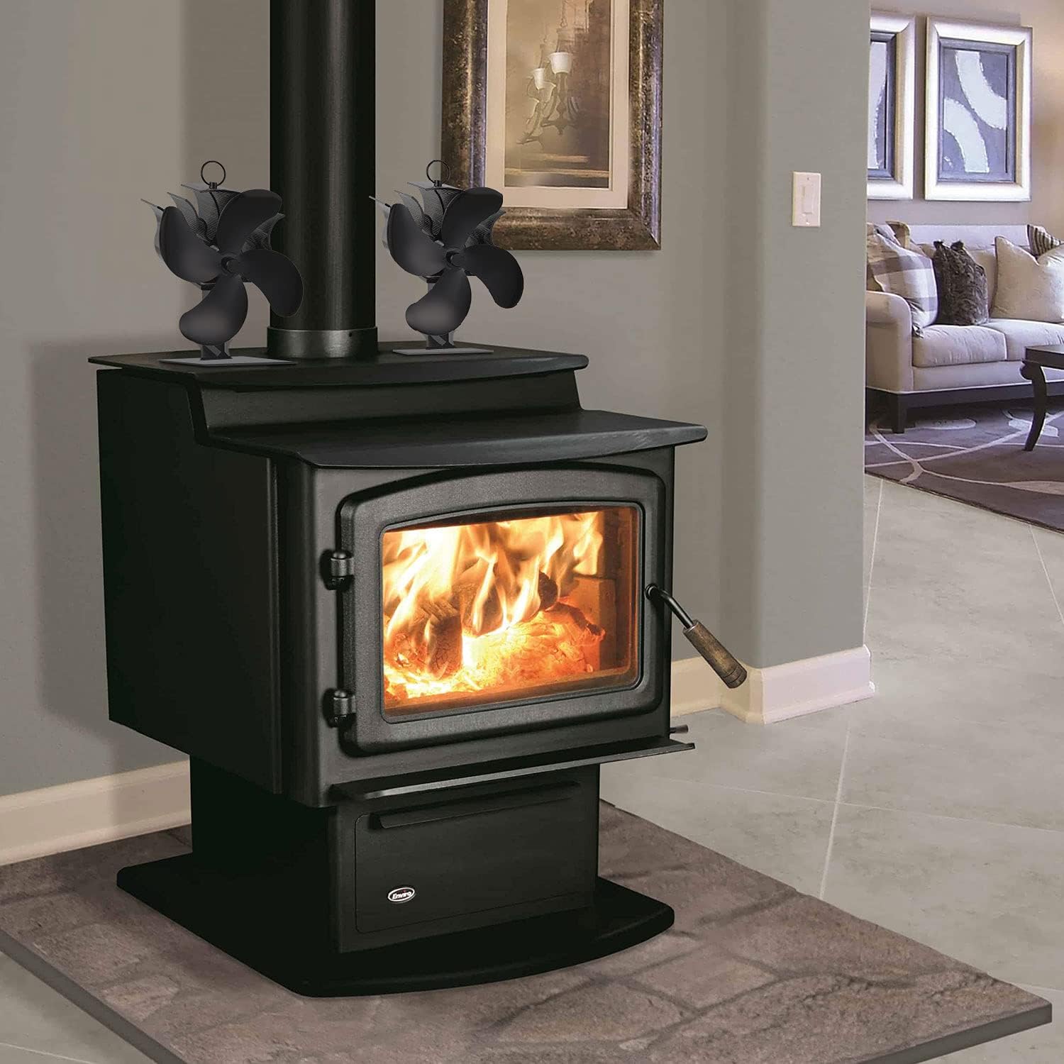 4 Blades Non-Electric Wood Stove Fan Pack of 2 C932