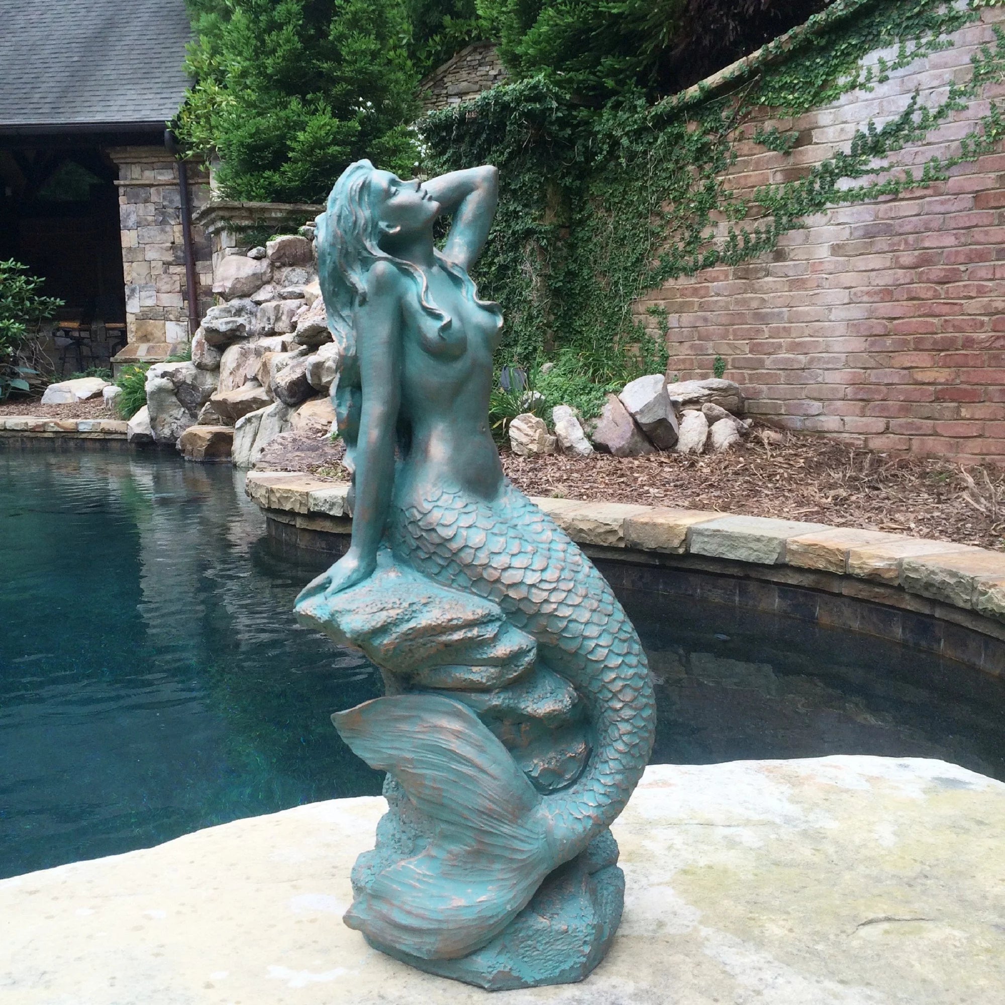 Bronze Patina Mermaid Garden Statue C6224