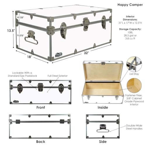 32 x 18 x 13.5 Inches Footlocker Trunk with Black Trim T28260
