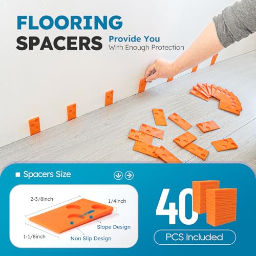 Tapping Block, Contour Gauge, Pull Bar, 40Pcs Floor Spacers, Rubber Mallet Floor Installation Kit X36516