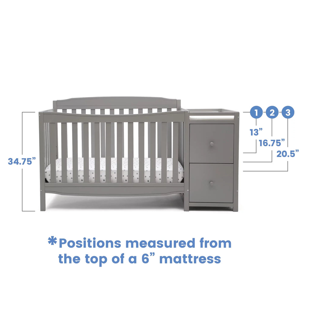 Gray Convertible Crib and Changer A3778