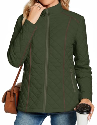 Lightweight Full Zip Diamond Quilted Coat O98254