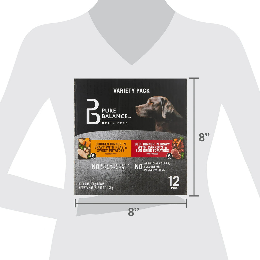 (24 pack) Grain Free Chicken Dinner in Gravy & Beef Dinner in Gravy Wet Dog Food Variety Pack, 3.5 oz, 12 Count V770421