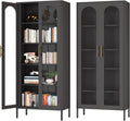 Black Glass Display Cabinet with 4 Adjustable Shelves S9031