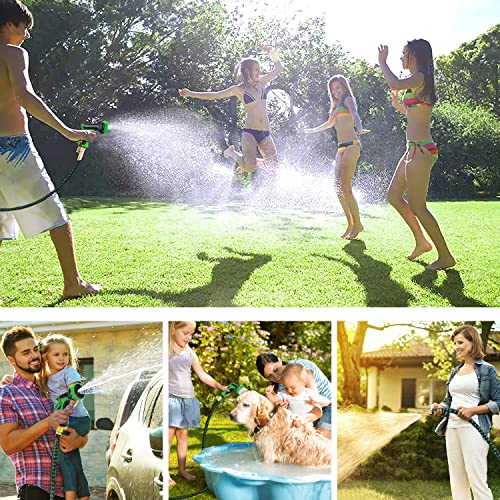 50 ft Expandable Garden Hose with 3/4" Solid Brass Fittings and 10 Pattern Spray Nozzle I47104