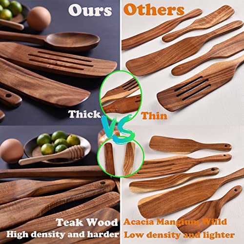 Set of 9 Natural Teak Wooden Spurtles S549155