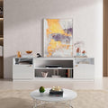 70" High Gloss White TV Stand with Two Doors and Storage Cabinets I4568