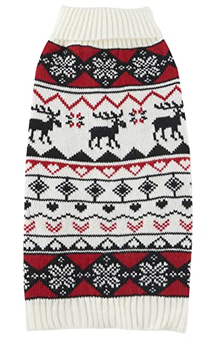 Red Christmas Dog Sweater Medium M Size 13" Back Length J754
