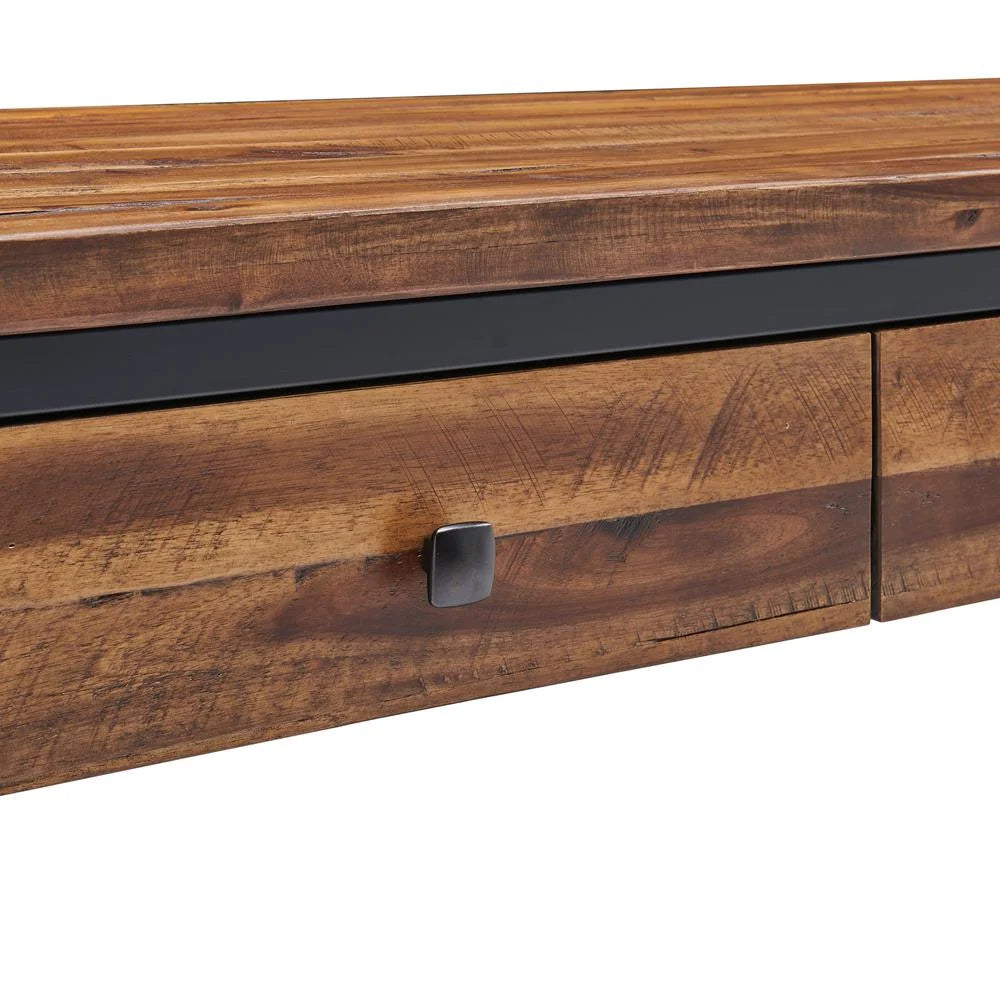 Rustic Wood Console Table with Two Drawers and Low Shelf M73321