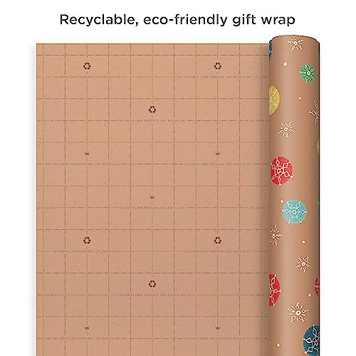 Brown Kraft Christmas Wrapping Paper Rolls (Pack of 3: 90 sq. ft. ttl) Q365853