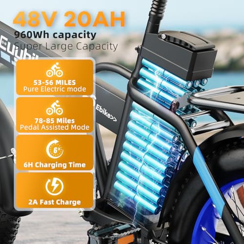 20" Fat Tire Folding Electric Bike with 48V 20AH Removable Battery Q99011