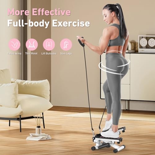 Mini Stepper with Resistance Bands, Hydraulic Fitness Stepper with LCD Monitor S653695