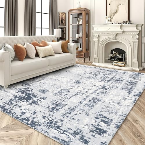8x10 ft Grey Faux Wool Non Slip Area Rug Q638