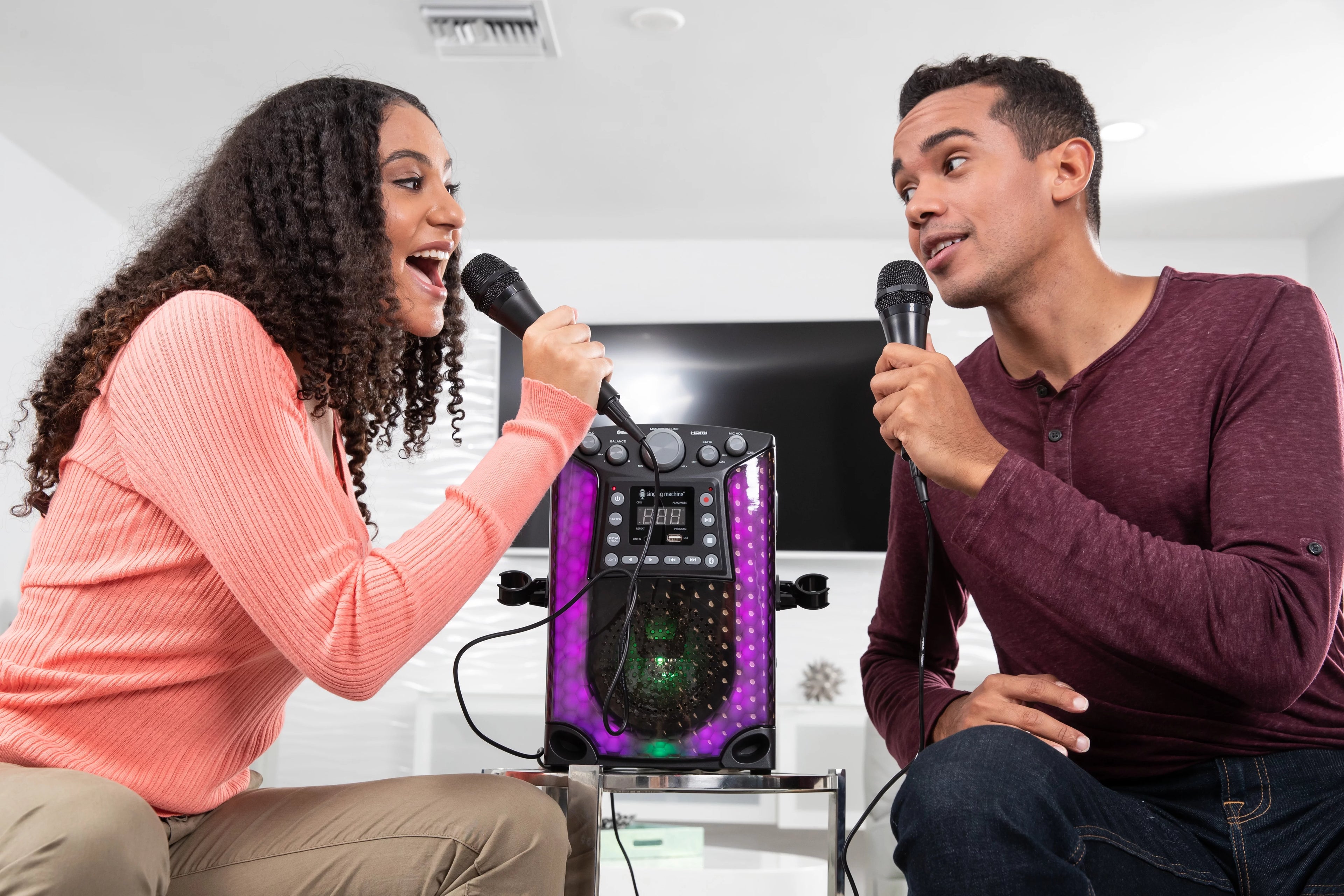 Black Bluetooth CD+G Karaoke Sound System with LED Lights O6507