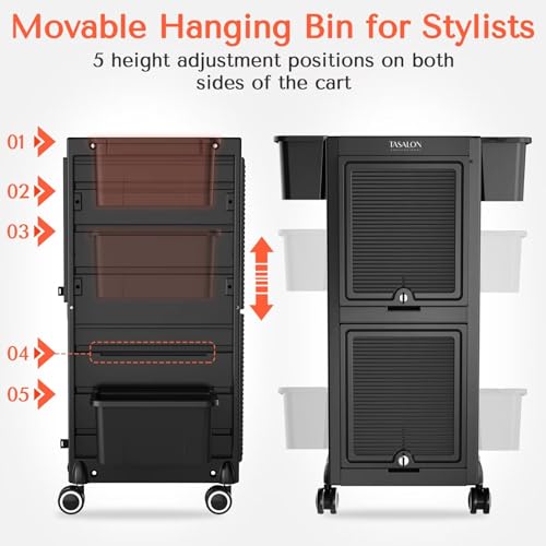 Pink Lockable Rolling Salon Cart with 6 Drawers N691685