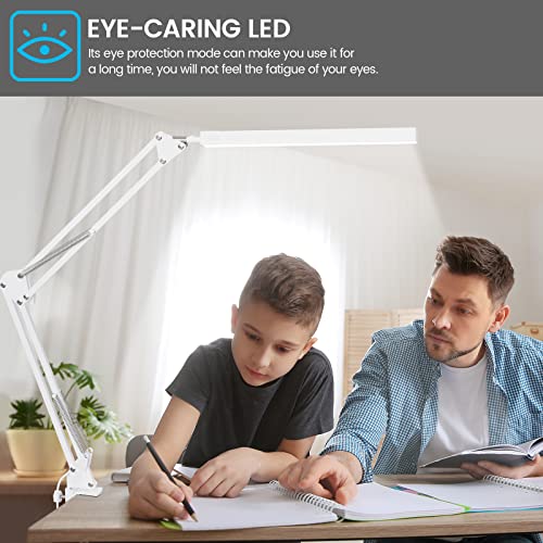 LED Desk Lamp with Clamp, 3 Lighting 10 Brightness Modes, Black E6114
