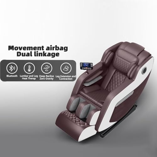 Brown White Full Body Zero Gravity Massage Recliner Chair with Hip Heat H808